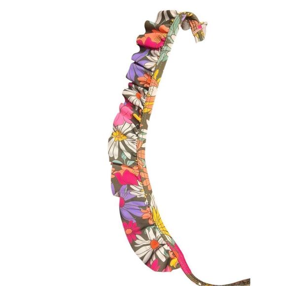 Women's Medium Printed Ruffle-Strap Push Up Underwire Bikini Top hippie flower - Picture 6 of 8